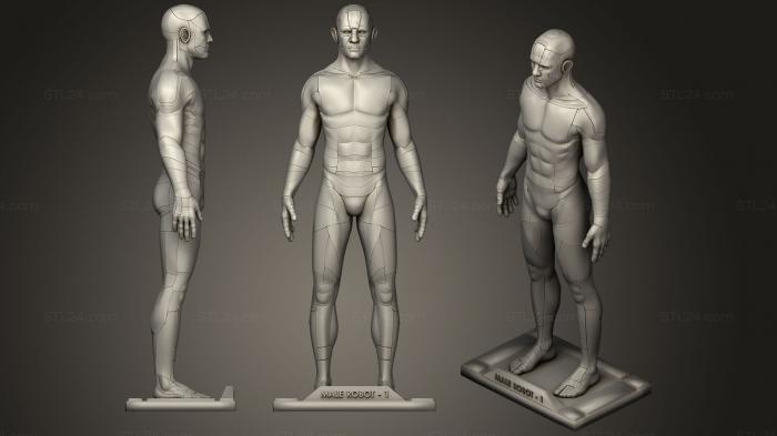 Figurines heroes, monsters and demons (Male Robot 01, STKM_1493) 3D models for cnc